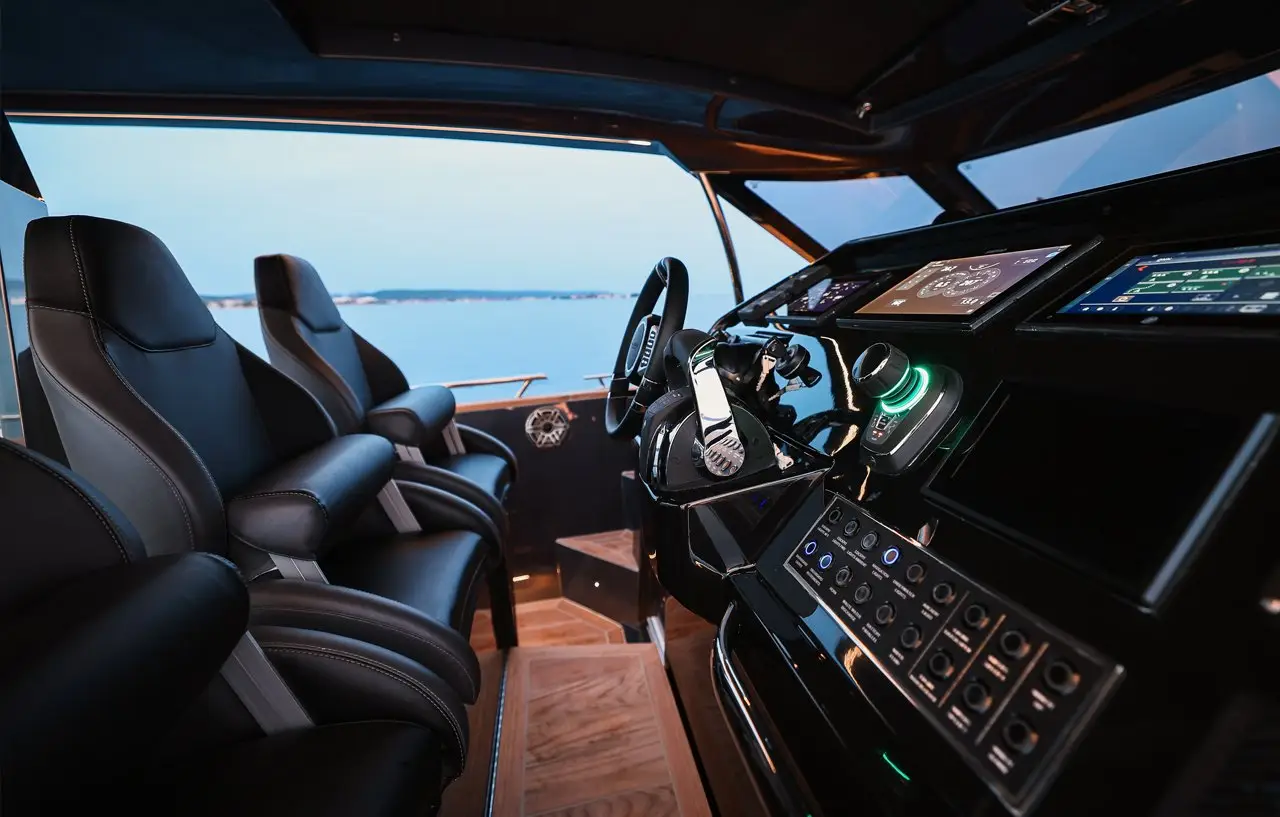Forza 37, aft deck — Sardinia Yacht Hire, Sardinia. Speed and shallow water for a nine-guest day out