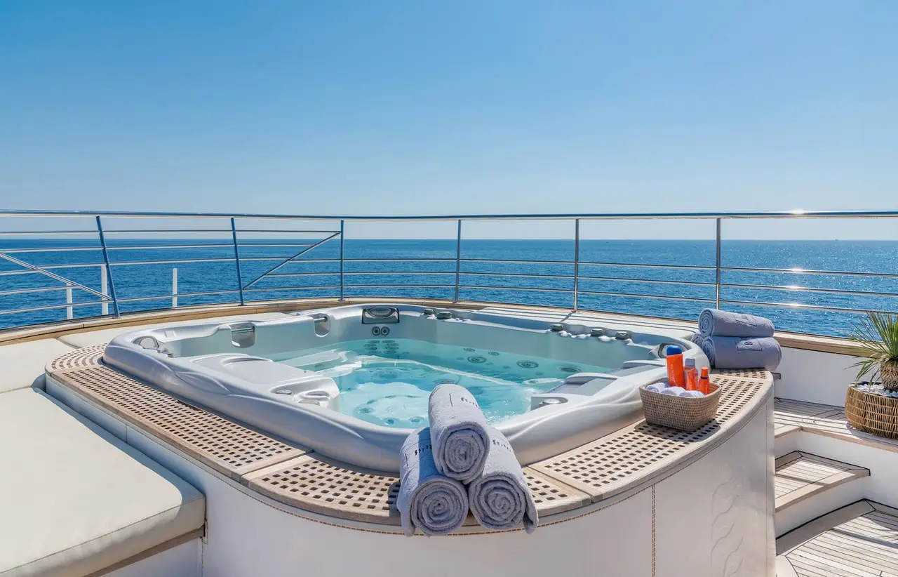 Philip Zepter 50m, salón — Sardinia Yacht Hire, Cerdeña. Cincuenta metros de presencia sobria en Cerdeña