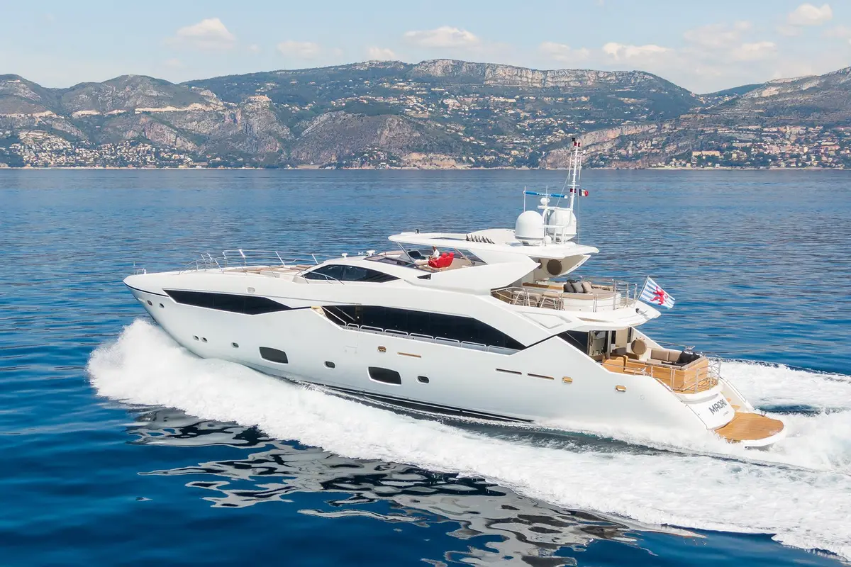 Princess 50, master cabin — Sardinia Yacht Hire, Sardinia. A quick, sheltered day out for ten