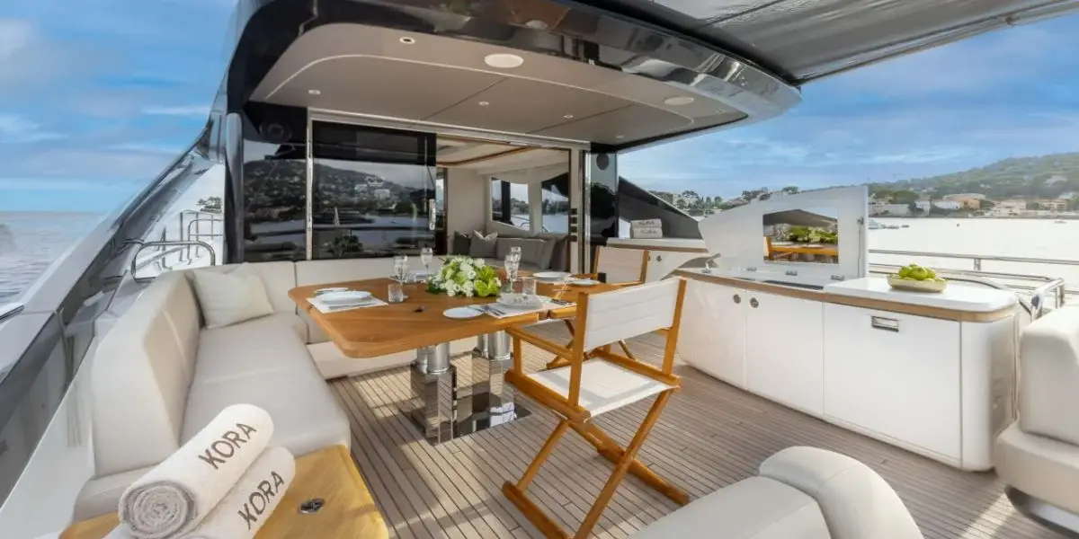 Princess Y80, flybridge — Sardinia Yacht Hire, Sardinia. Five cabins and calm coastal range for longer trips
