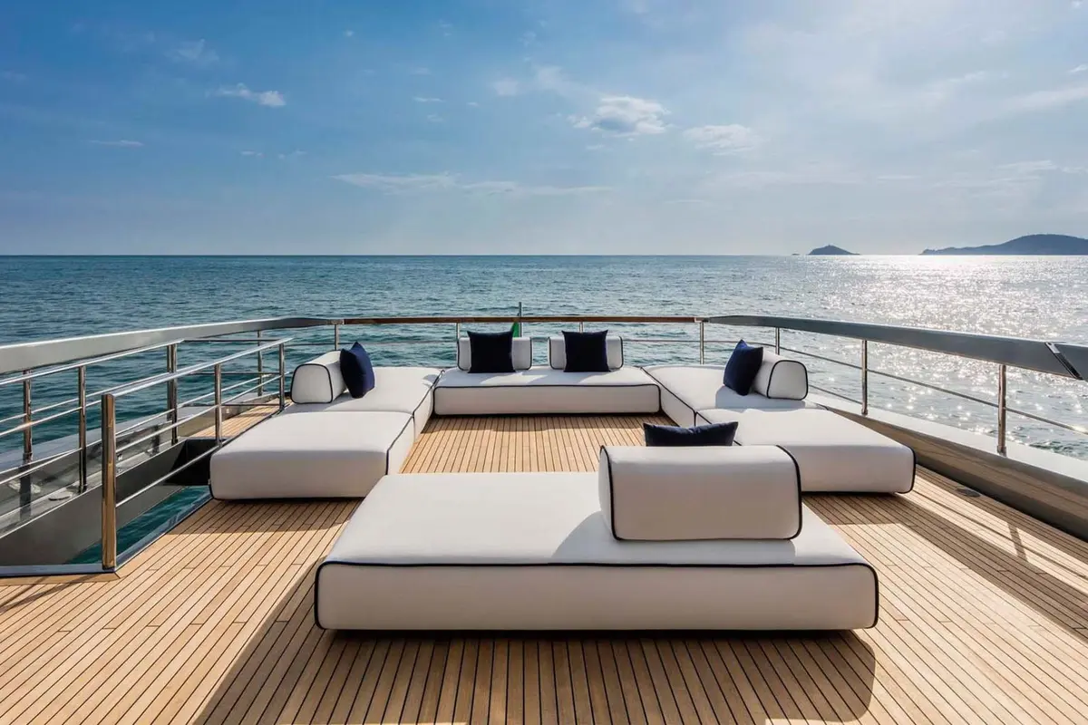 Riva 110, salon — Sardinia Yacht Hire, Sardinia. Five cabins for slow mornings along Costa Smeralda