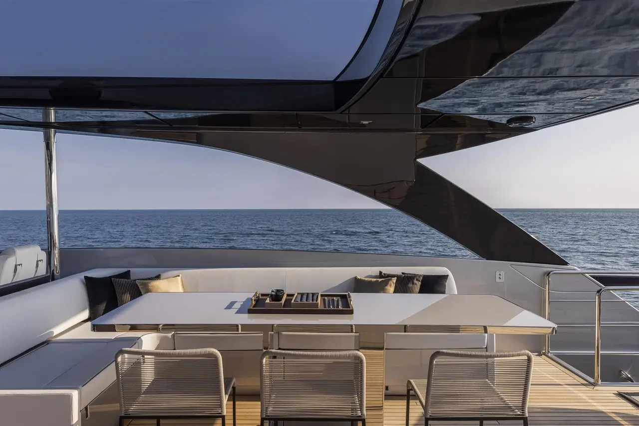 Riva 90, flybridge — Sardinia Yacht Hire, Sardinia. Five cabins built for slow coastal cruising
